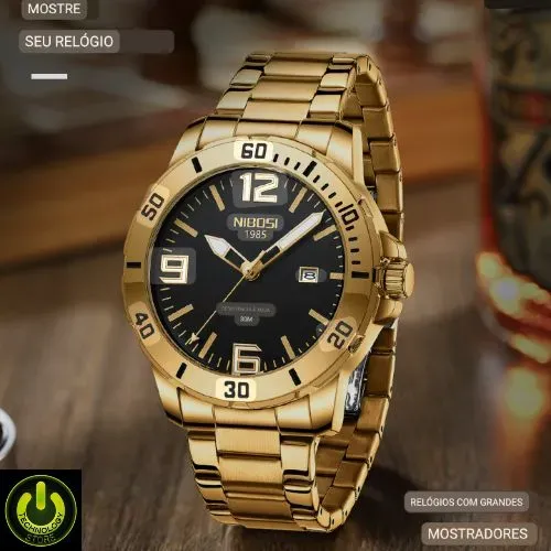 Relógio Masculino Dourado NIBOSI