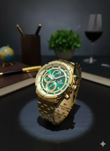 Relógio Original Luxo Naviforce Aço inoxidável ponteiros funcionais 30 ATM, Dia e data