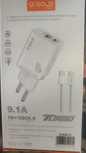 Carregador Rápido 9.1A PD+QC4.0 40W Turbo A'GOLD