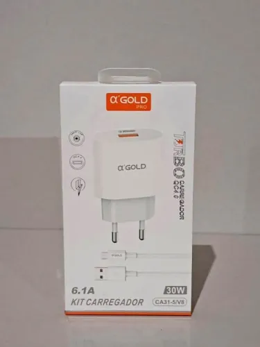 Carregador Turbo A'Gold Pro 30W V8 - Quick Charge 4.0 para Carregamento Rápido!