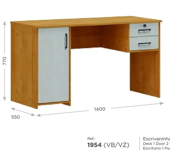 Escrivaninha 1 Porta 2 Gavetas - 140cm - Amadeirado