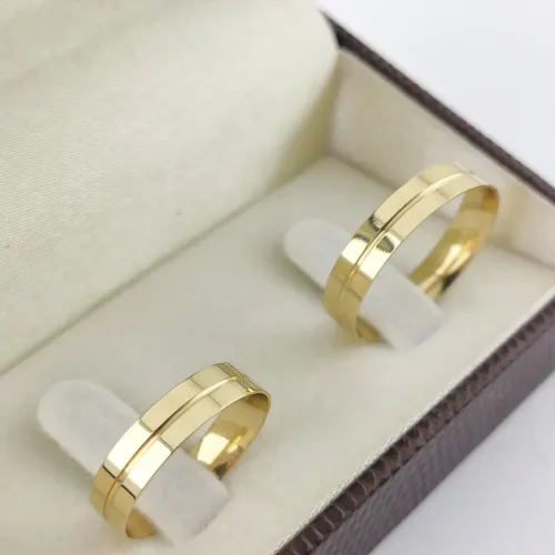 Par de Aliança de Ouro 18k 6mm