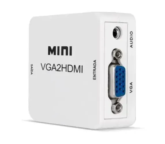 Adaptador Vga Para Hdmi Com Audio P2 Projetor Monitor Tv Pc