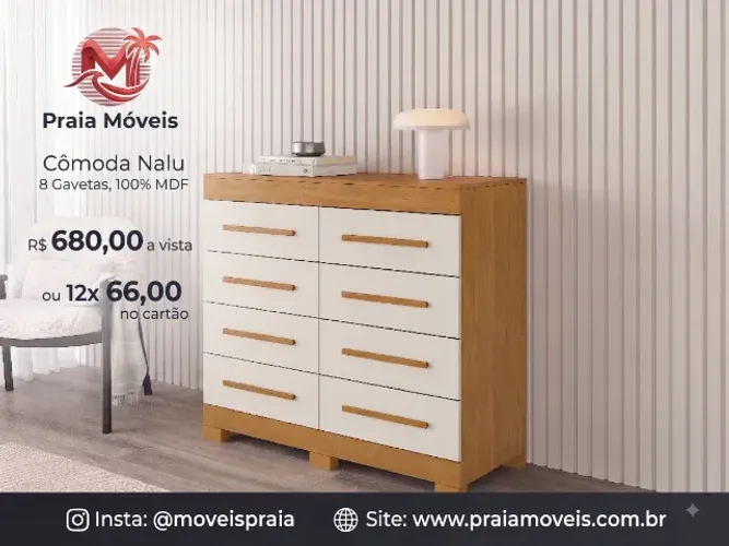 Comoda Nalu 8 Gavetas, 100% MDF - ACP