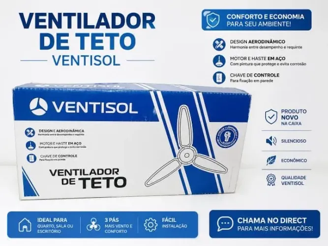 VENTILADOR DE TETO VENTISOL NOVO