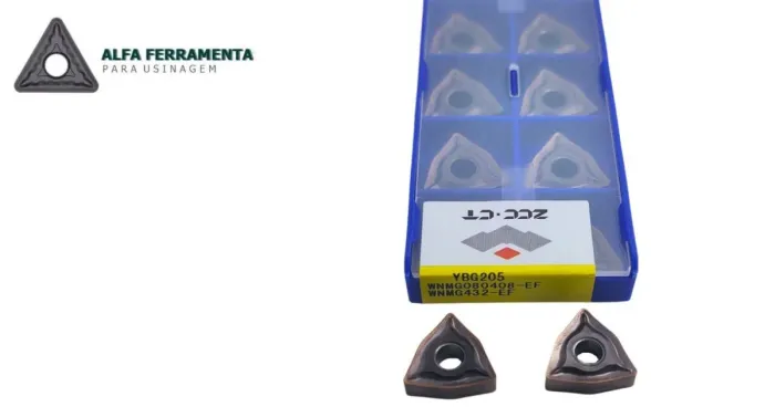 Inserto de Metal Duro WNMG 080408-EF YBG205 ZCC.CT - Caixa com 10 Peças