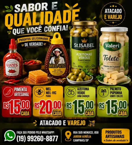 Atacado Pimenta palmito azeitona mel