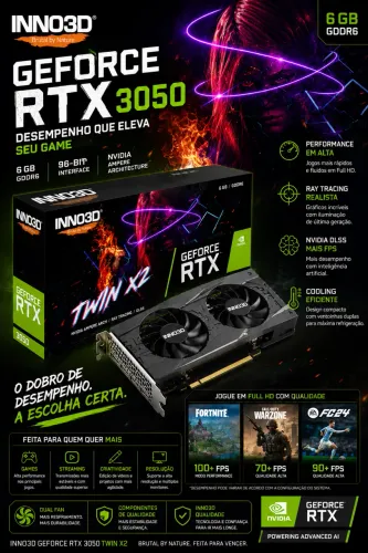 Vendo placa de vídeo nvidia RTX3050 twin2 6gb