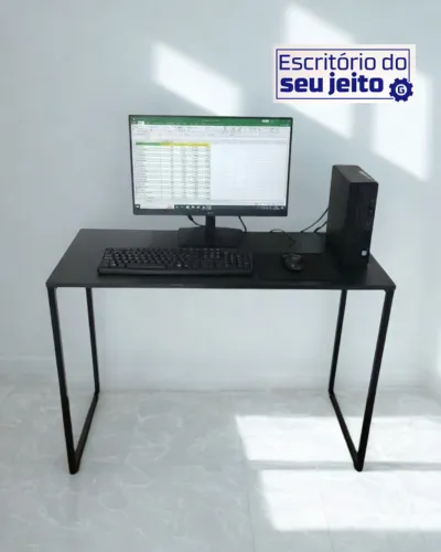 Mesa de Escritório Industrial 1m NOVA Birô Multiuso para Notebook Computador Escrivaninha
