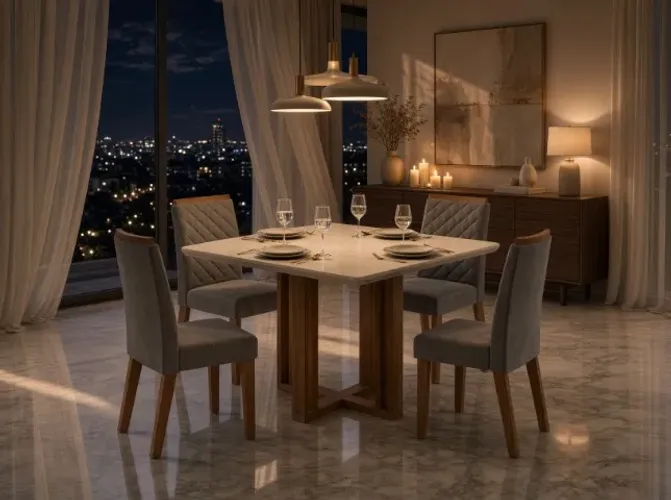 Conjunto de Mesa Sentra com 4 Cadeiras Laguna (NOVO A PRONTA ENTREGA)