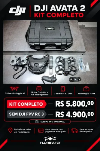 DJI Avata 2, GogglesN3, Motion Controller, Hub, 2 Baterias, FPV RC 3, Maleta Stank rígida