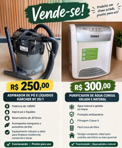 Vendo filtro de água e aspirador
