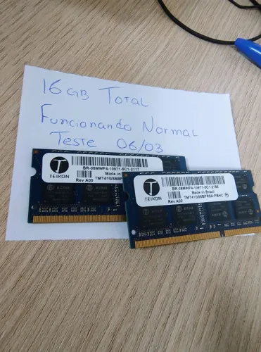 Kit com 2 memórias 16gb Teikon - 8gb 2Rx8 cada - Usadas