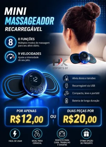 MASSAGEADOR 8 FUNÇÕES E 19 VELOCIDADES RECARREGÁVEL