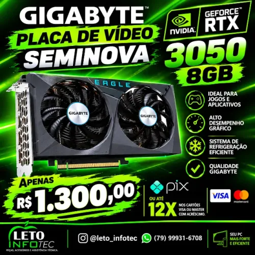 Placa de Video RTX 3050 8GB GIAGBYTE SEMINOVA