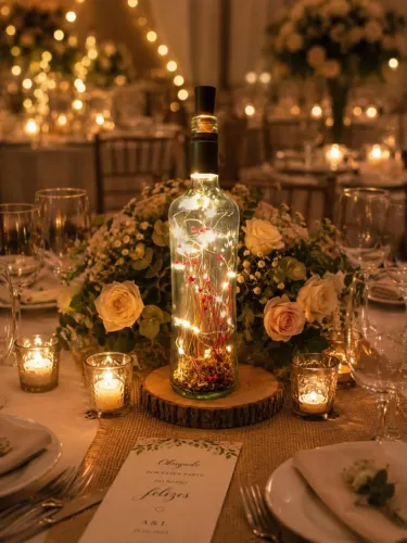 Luminária com luz de led decorada