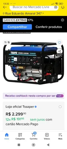 Gerador Tssaper 3,75 Kva novo