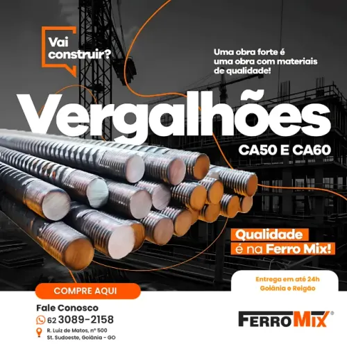 Ferro e Vergalhão CA 50 para Fundação, Viga e Laje (Preço de Fábrica)