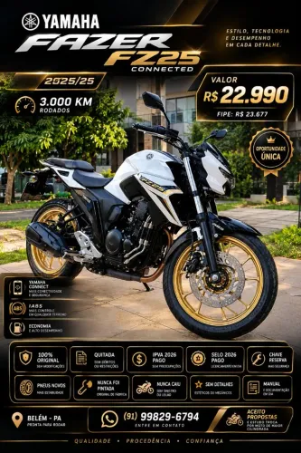 FZ25 FAZER CONNECTED 2025 | 3 MIL KM | IMPECÁVEL | ORIGINAL | R$22.990