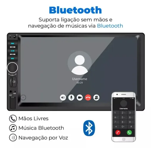 Central multimídia completo 7"p com espelhamento