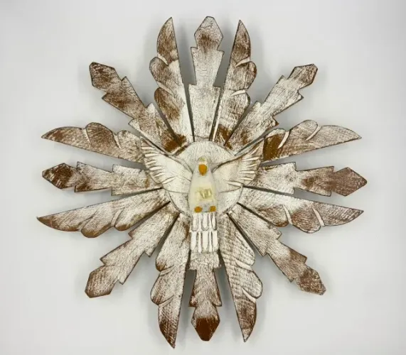 Divino Espírito Santo de Madeira Branco Artesanal - Usado