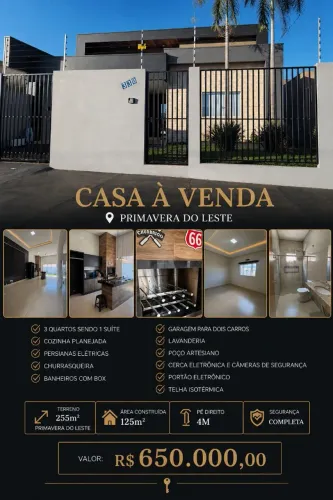 CASA MODERNA À VENDA EM PRIMAVERA DO LESTE