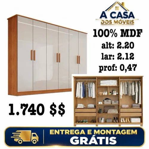 Guarda roupa 100a% MDF 2.12m