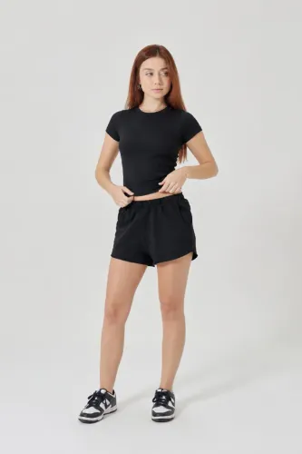 Kit 3 Baby Tee Feminina Slim Fit Manga Curta