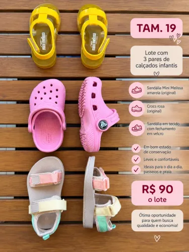 Lote 3 pares de calçados infantis - Tam. 19