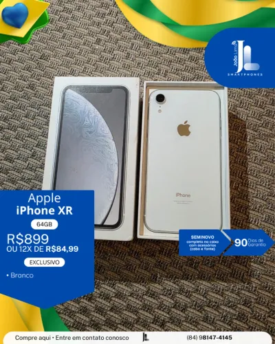 IPHONE XR, 64GB, BRANCO, SEMINOVO, EXCLUSIVO!