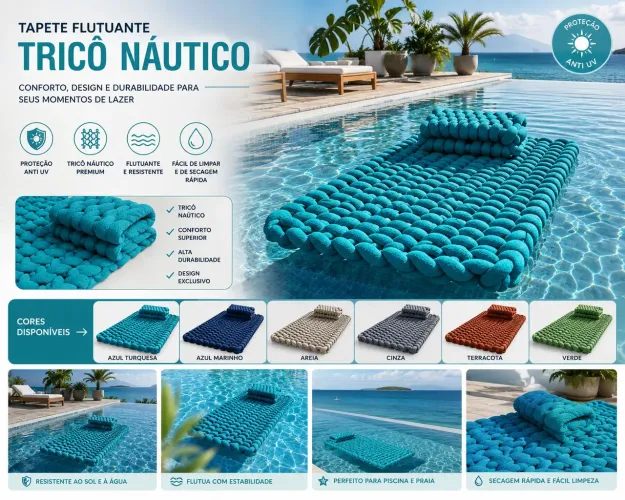Tapete flutuante de tricô náutico para piscina