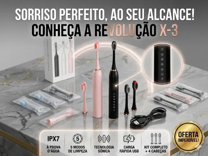 Escova de Dente Elétrica de Led + 4 refiz