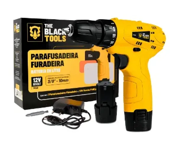 PARAFUSADEIRA / FURADEIRA A BATERIA LITIO TB-12V- 3/8´´/10MM - BIVOLT THE BLACK TOOLS