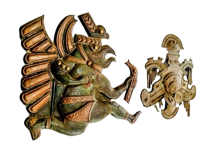 Placas decorativas estilo pré-colombiano Mochila/Inca arte Étnica em metal