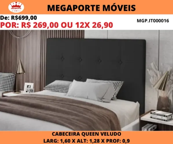 Cabeceira Queen 1,60 Veludo