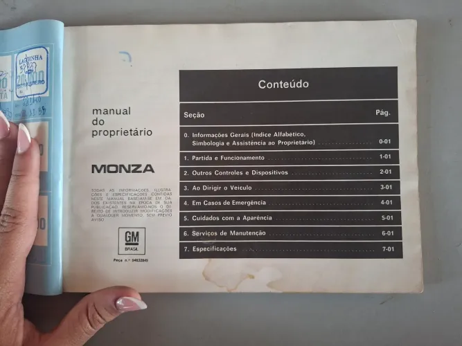 Manual do proprietário Monza - ORIGINAL