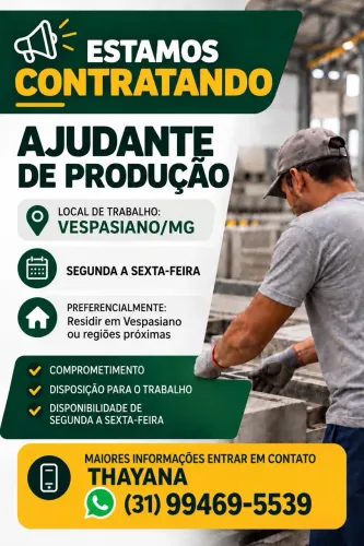 Vagas ajudante de produção