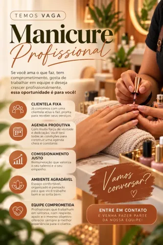 VAGA PARA MANICURE PROFISSIONAL