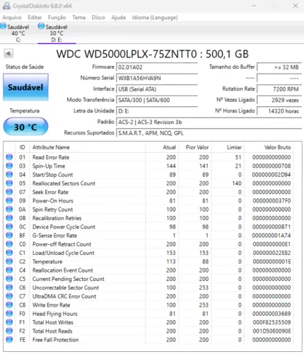 HD 500GB 2.5" Sata 7200rpm