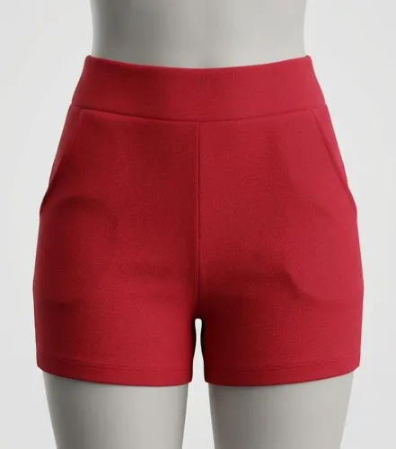 Short feminino crepe de malha com bolso