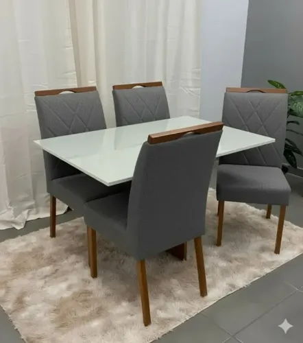 Oferta Mesa de Jantar Los Angeles com 4 Cadeiras Bali Cinza Grafite PRODUTO NOVO DE LOJA