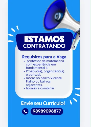 Estamos contratando professores com experiência