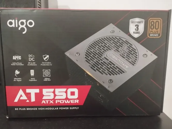 FONTE AIGO AT 550W 80 PLUS ATX POWER - NOVO