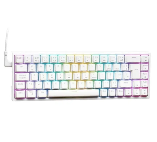 Teclado Mecânico Gamer KBM! GAMING TG700, Branco, 65% e ABNT2, RGB, Switch Gateron Red.