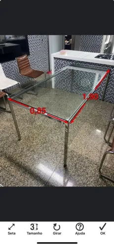 Vendo mesa de inox com vidro