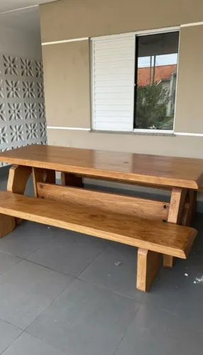Conjunto Mesa Madeira Rústica 