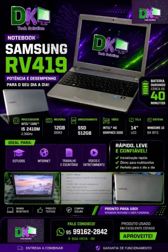Notebook Samsung RV419 | Intel Core i5 | 12GB RAM | SSD 512GB