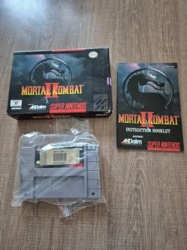 Fita Mortal Kombat II de SNES + Caixa e Manual
