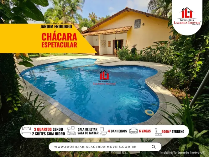 Chácara Espetacular no Jardim Friburgo 900m²/ Piscina com hidromassagem