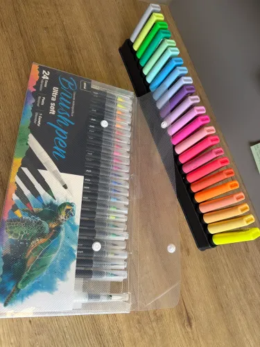 kit 23 marca texto stabilo + kit com 23 brush pen ultra soft 